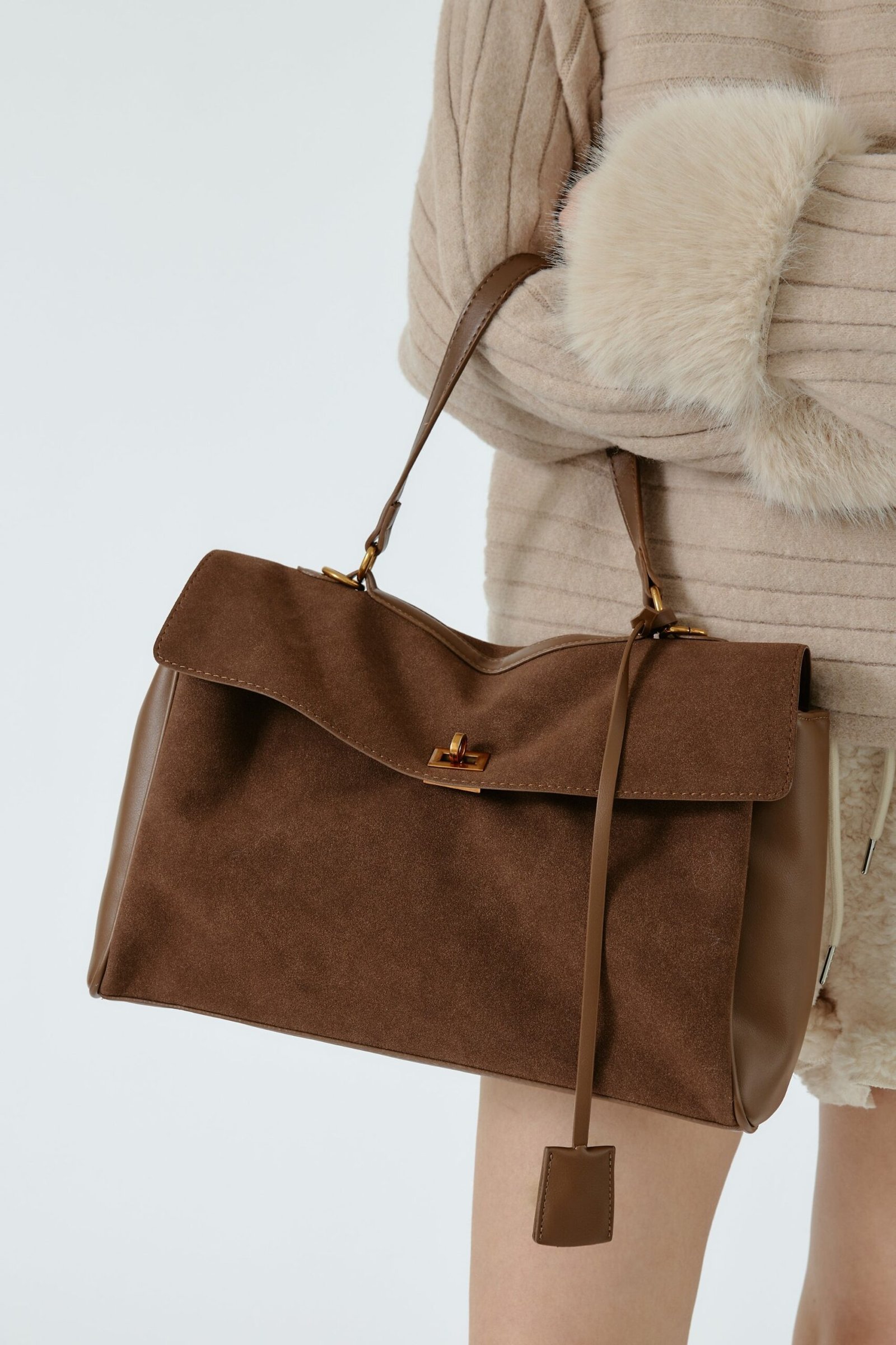 44_c00bec29-a9f8-4eb9-8e43-cbe253f1919a.jpg Faux Suede Shoulder Bag - Image 1