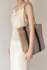 Striped Raffia Shopper Bag - Image 4